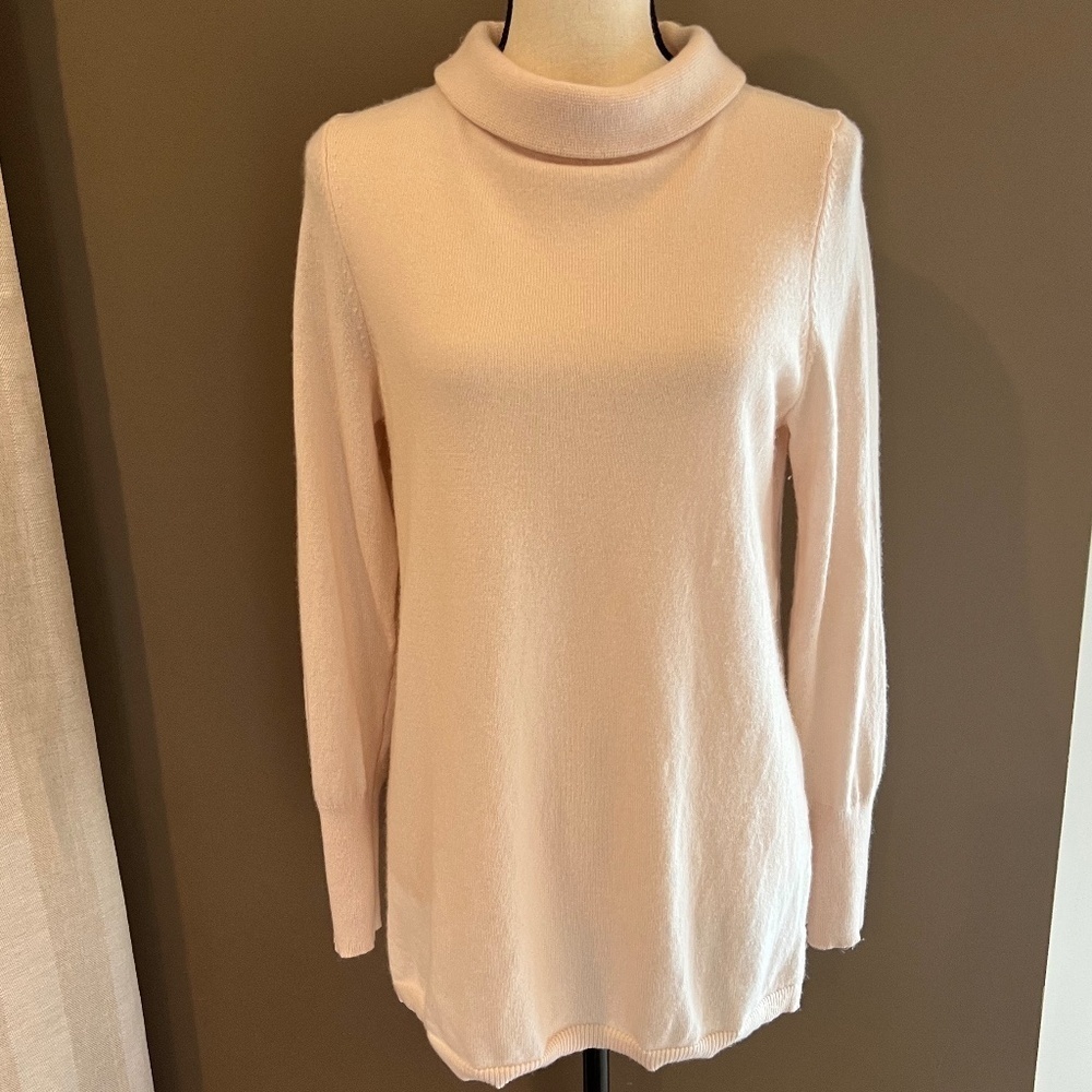 Talbots Soft Pink 100% Cashmere Sweater Mock Neck, Size Medium